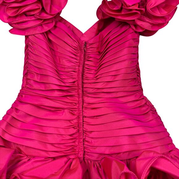 Tadashi Vintage 80's Ruched Ruffle Structured Statement Special Occasion Dress 6 - Picture 6 of 11